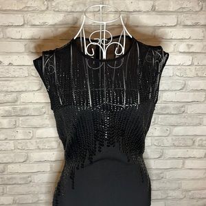 Black Formal Full Length Fitted Sequin Gown Size 8